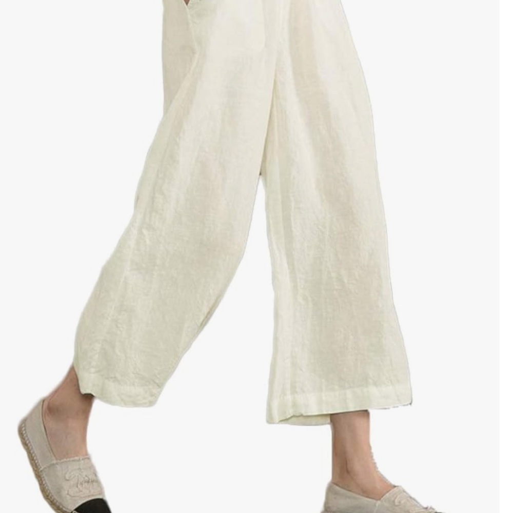 Woman’s Cotton White Cropped Wide Leg Capri Size 3X, NWT